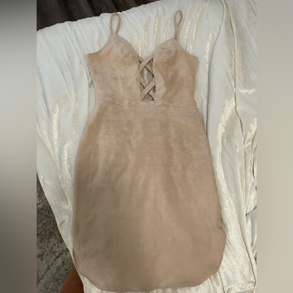 Nude velvet dress
